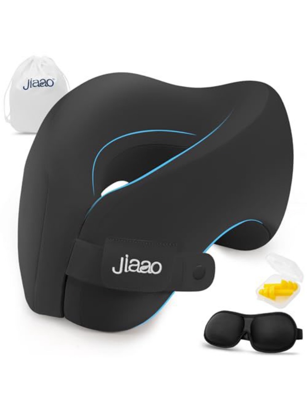 Black Memory Foam Travel Pillow for VR & Comfort